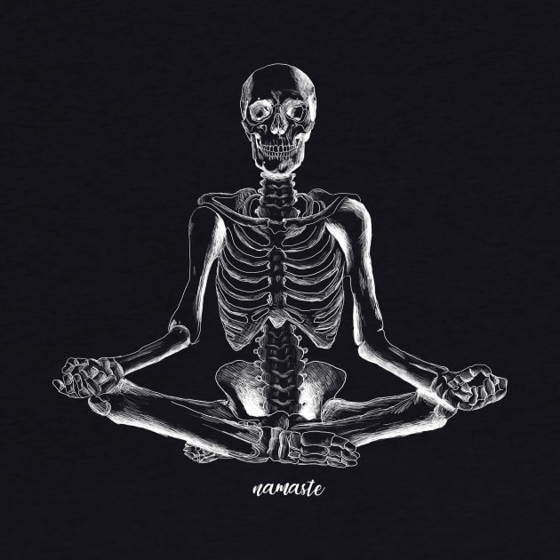 Namaste Skeleton Yoga by deadlydelicatedesigns